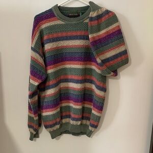 Vintage Britches Striped Crewneck Sweater - Green Multi